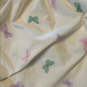 Butterfly Print Cream Fitted Crib Sheet - Pastel Pink & Mint